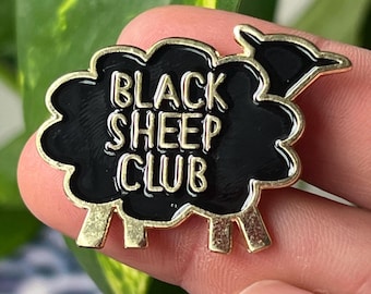 Spilla smaltata Black Sheep: spilla goth punk - Accessori stravaganti