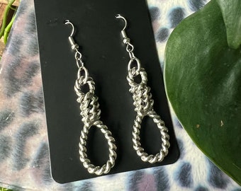gothic silver noose earrings stainless steel punk accessories