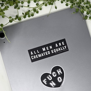 all men are cremated equally black and white rectangle vinyl sticker