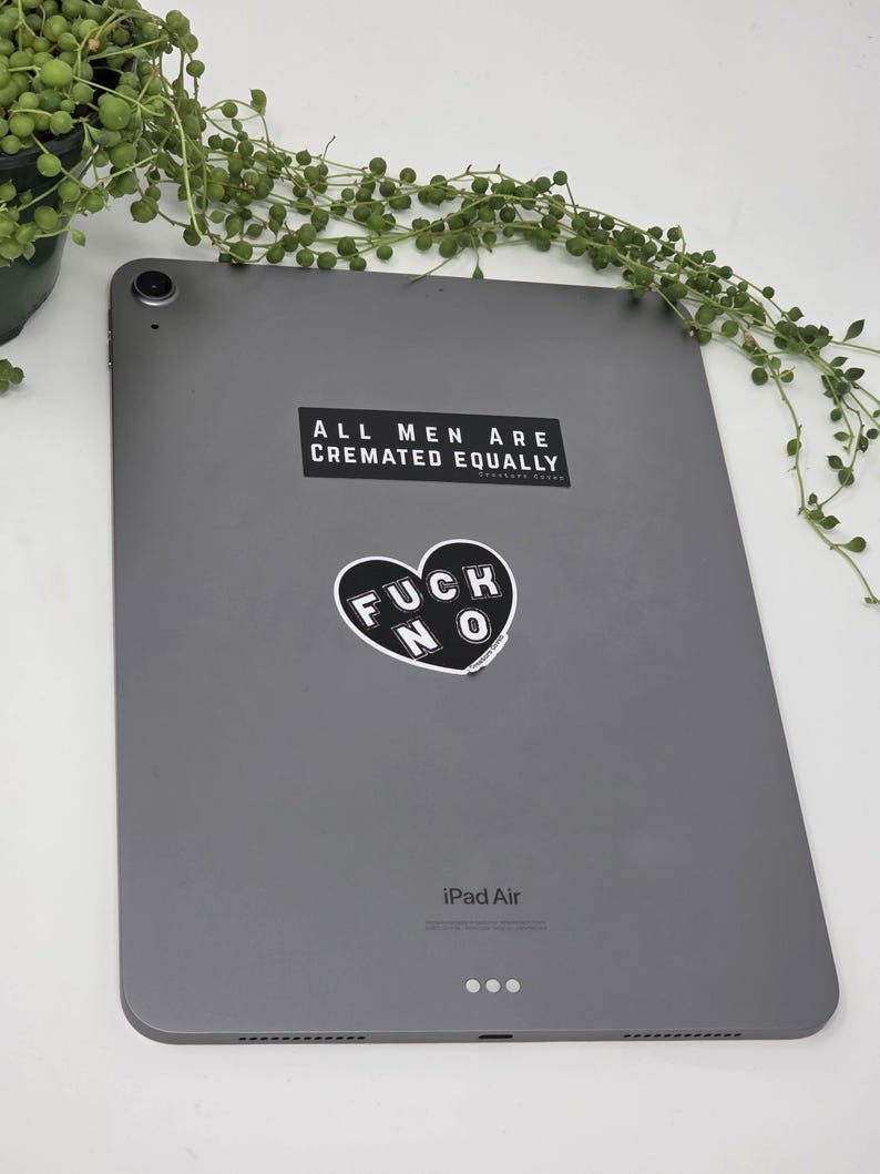 all men are cremated equally black and white rectangle vinyl sticker