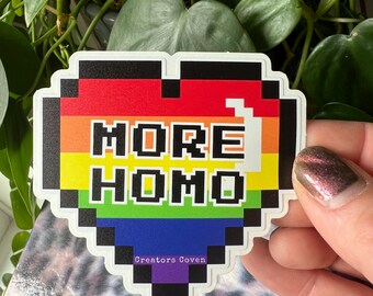 More Homo sticker large rainbow heart bumper sticker LGBTQ decals removable waterbottle stickers
