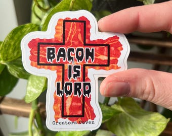 Bacon Sticker - Funny dark humored bacon cross vinyl decal leftist liberal stickers