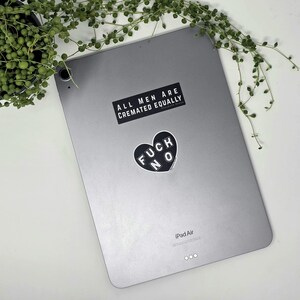 all men are cremated equally black and white rectangle vinyl sticker