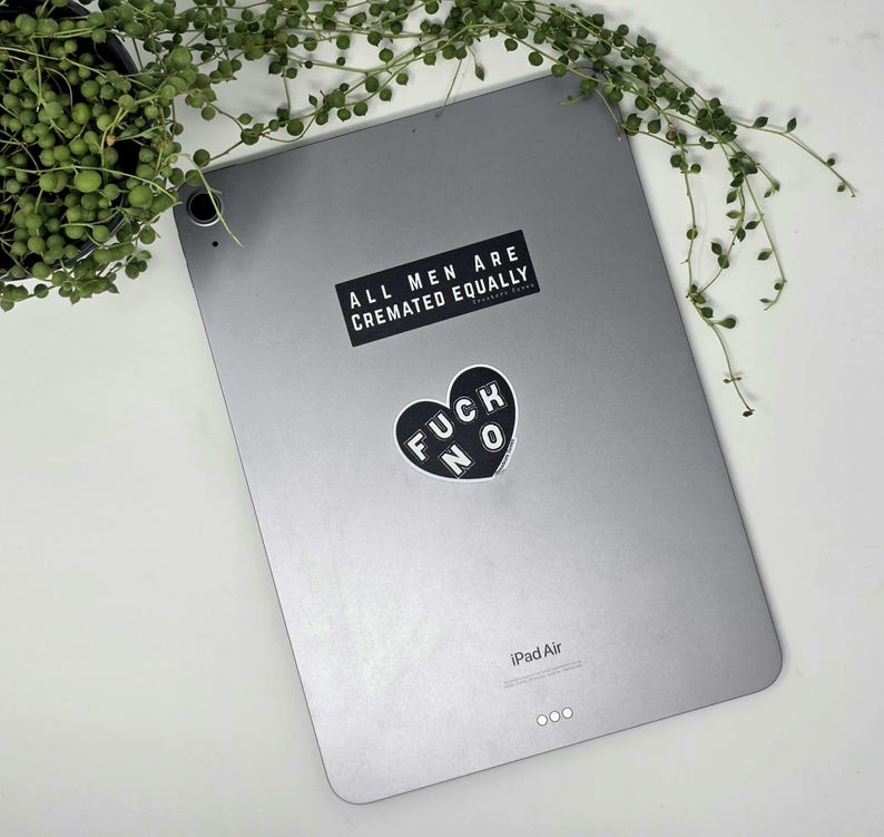 all men are cremated equally black and white rectangle vinyl sticker