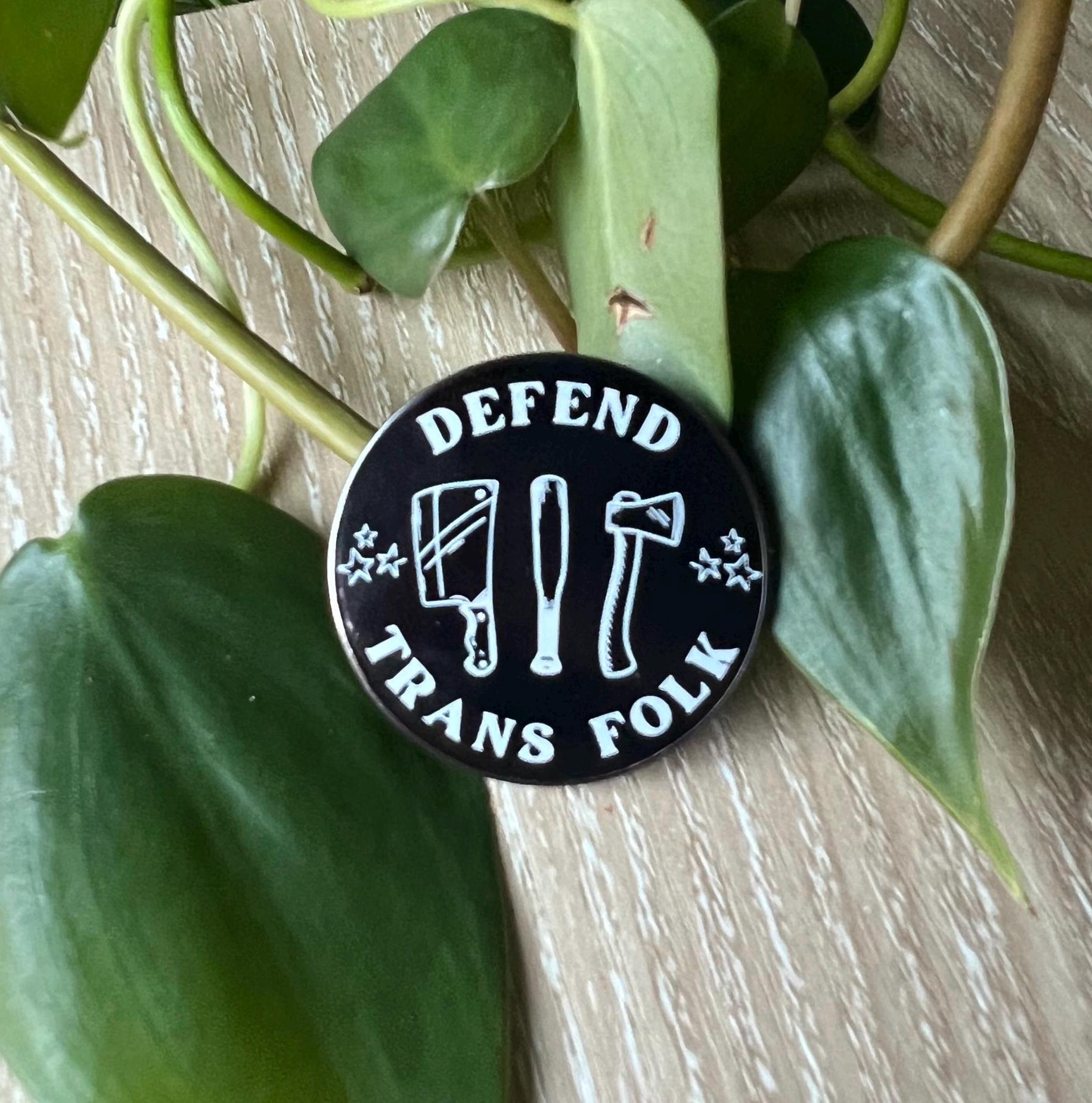 Defended Button Round Black and White Pinback Button