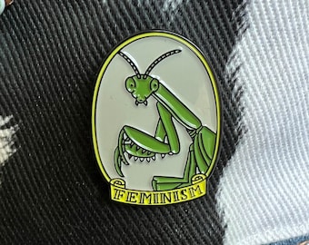 feminist pins | gothic pins | goth pins | punk pins praying mantis enamel pin | insect nature | funny gifts for her feminism enamel pin
