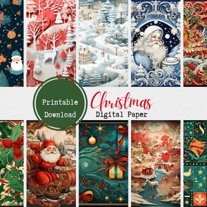 Papel Digital de Natal | papéis digitais | papel digital | Colagem de Natal para Imprimir | Papéis de Natal | scrapbooker | presente de Natal
