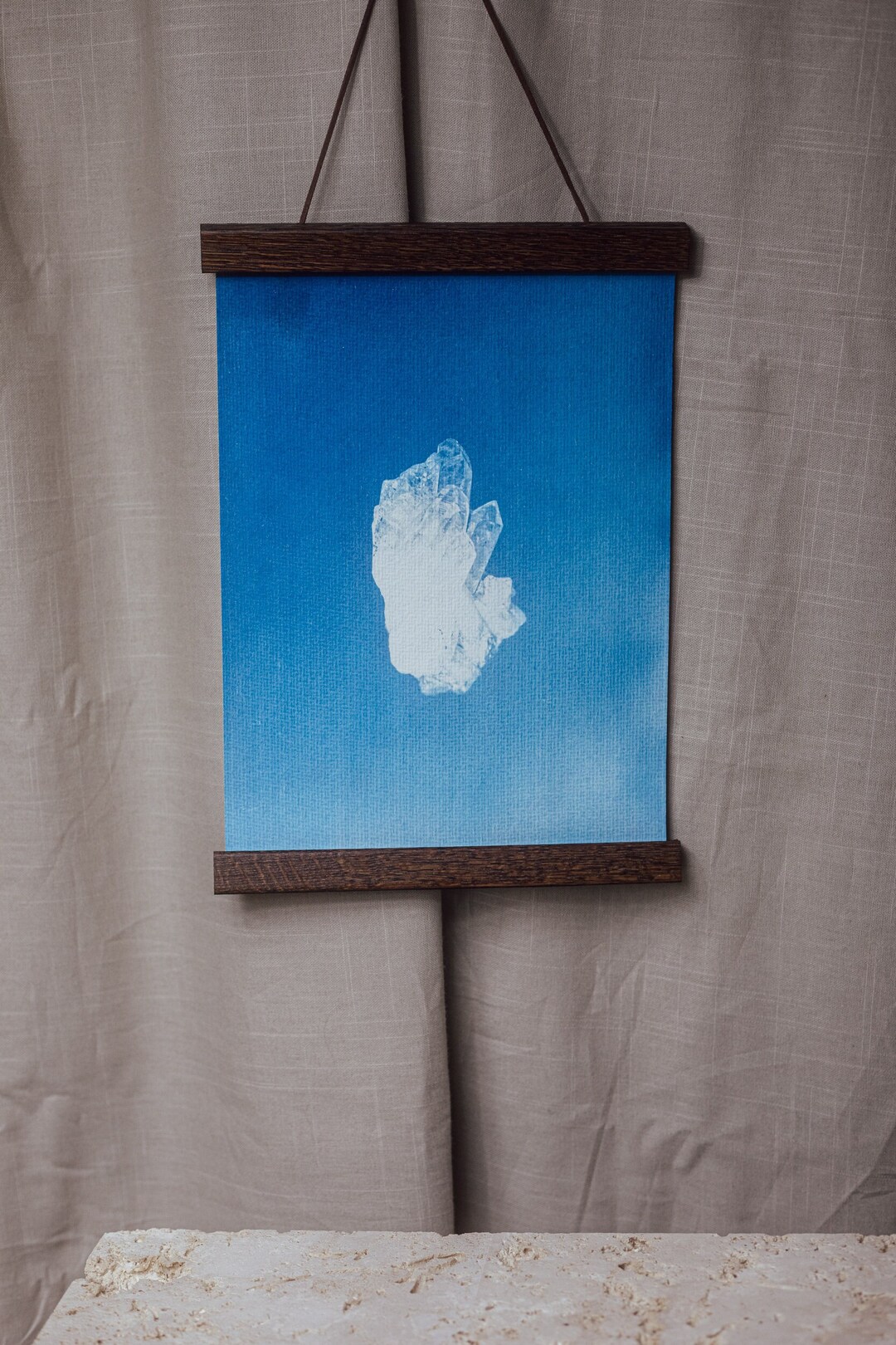 Cyanotype Wall Picture With Rock Crystal Step L Gemstone Crystal Wall ...