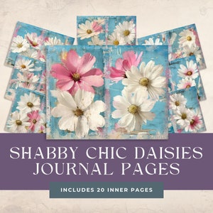 Shabby Chic Daisies Junk Journal Pages, Scrapbooking, Card Making - Instant Download Digital Prints