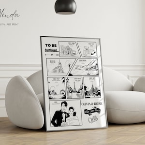 Impression personnalisée d'anniversaire de couples, illustration de carte d'histoire d'amour personnalisée, illustration de souvenirs de voyage sur mesure, dessiné à la main, 1-5 moment
