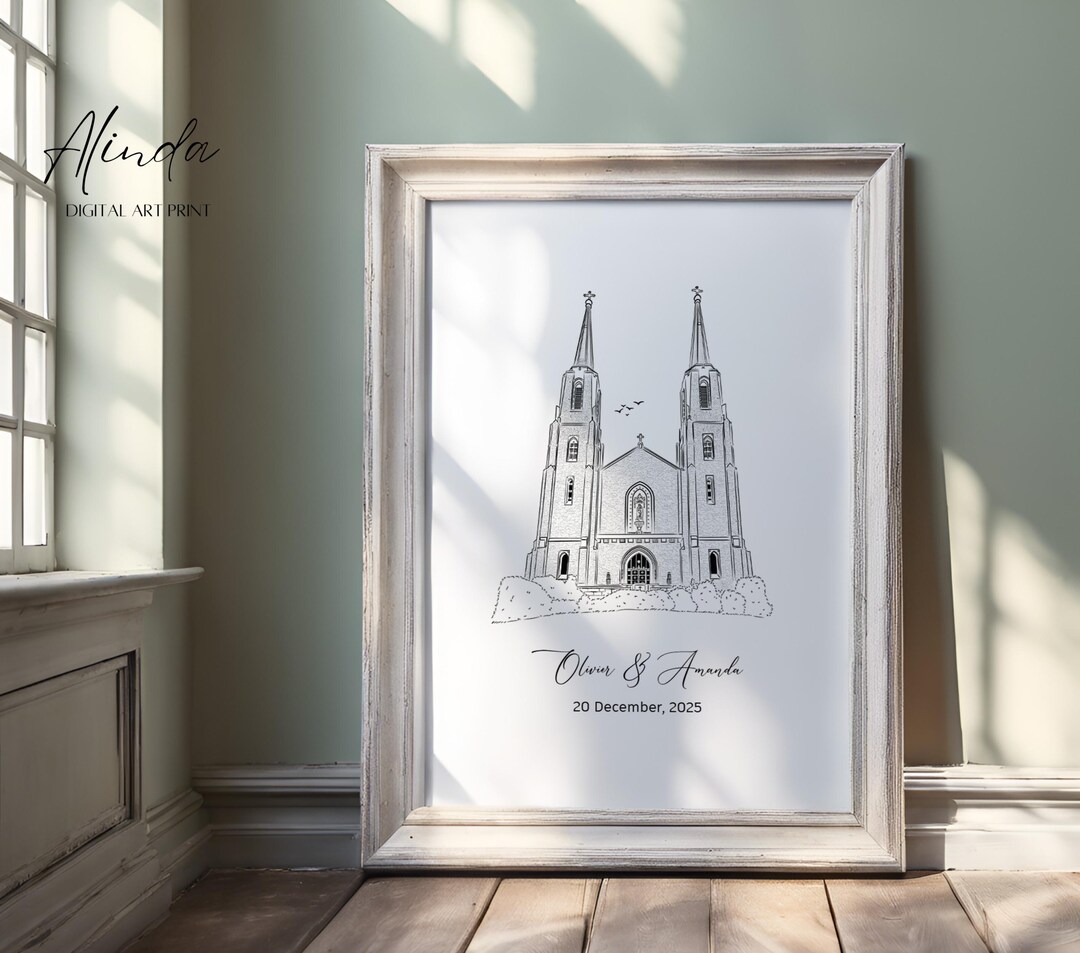 Custom Church Sketch From Photo, Personalized Wedding Venue ...