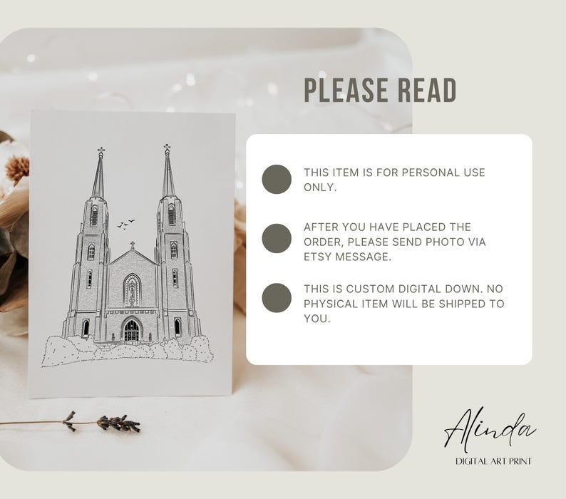 Custom Church Sketch From Photo, Personalized Wedding Venue ...