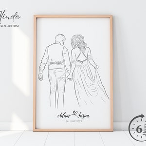 Disegno personalizzato, Ritratto senza volto personalizzato, Regali di nozze di fidanzamento, Regalo di anniversario, Illustrazione di coppia, Disegno personalizzato