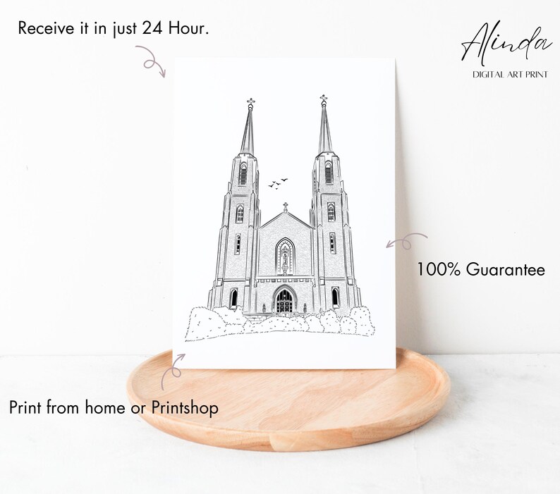 Custom Church Sketch From Photo, Personalized Wedding Venue ...