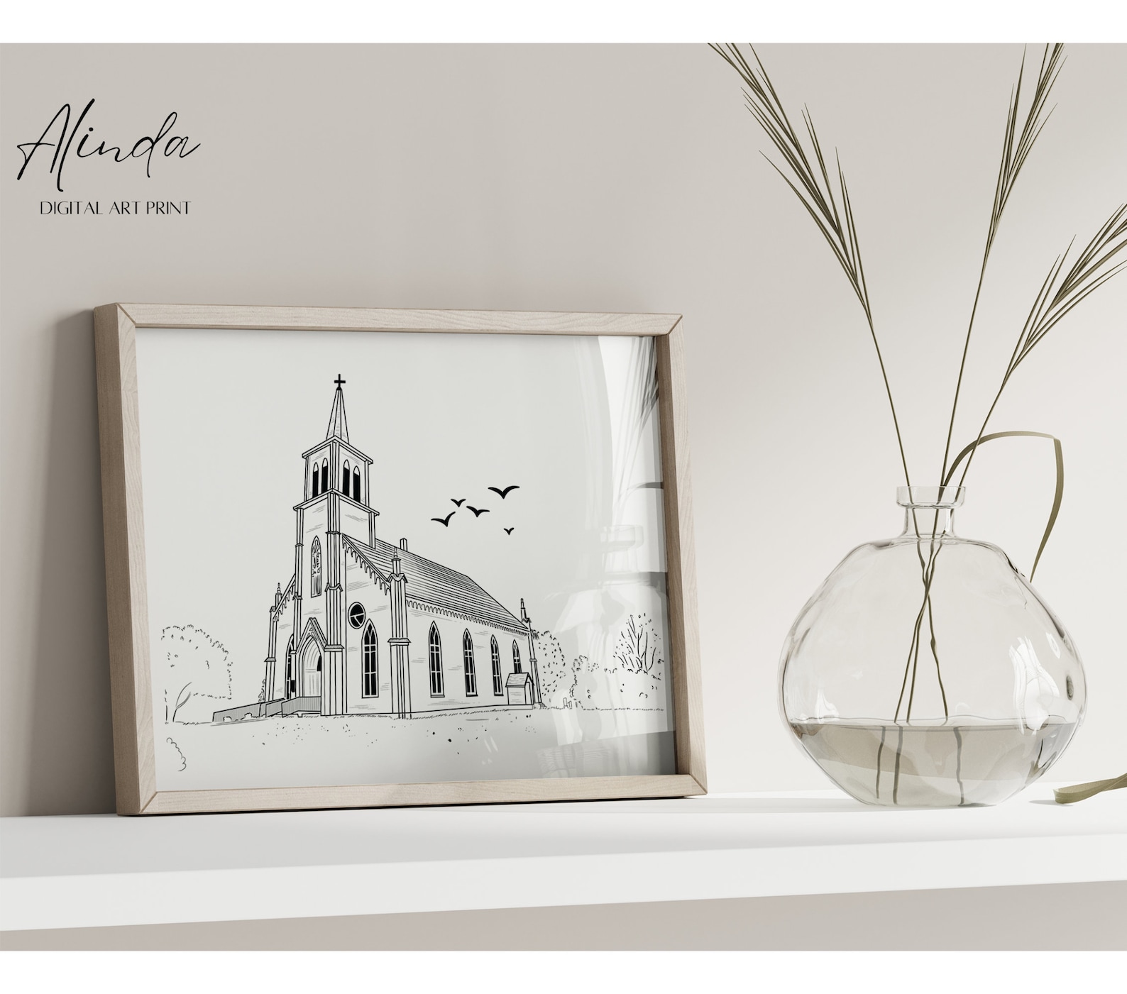Custom Church Sketch From Photo, Personalized Wedding Venue ...