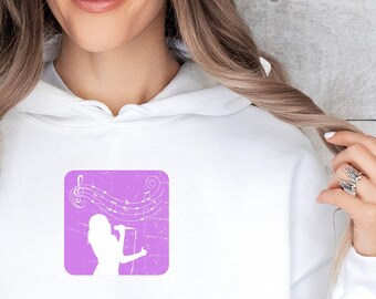 Sweat à capuche chanteuse pour femme, sweat graphique chanteuse, pull pour artiste musical, vêtements confortables chanteuse, mode musicienne, cadeau pour elle