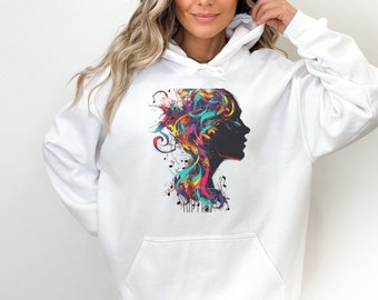 Sweat à capuche musique fille, sweat à capuche musique graphique pour femme, capuche cadeau pour mélomane, chemise à capuche musique graphique, capuche pull pour mélomanes