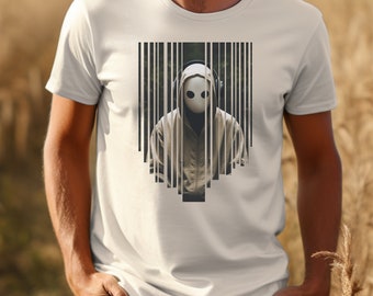 Grafik Kopfhörer Typ T-Shirt, Unisex Shirt mit Kopfhörern, T-Shirt für dj, Street Shirt für Männer und Frauen mit Grafik eines Mannes mit Kopfhörern