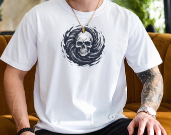 Skull graphic shirt, edgy skull shirt, gift for him her, punk shirt gift, edgy tshirt, skull illustration t-shirt, skull lovers shirts