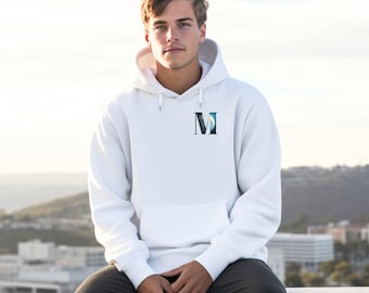 Sweat à capuche unisexe graphique Mercury - Sweat-shirt design monogramme « M » - Pull décontracté symbole astronomique - Haut à capuche pour amoureux de l'astrologie