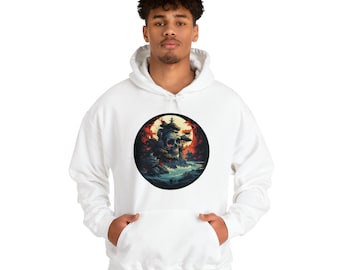 Graphic skull hooded sweatshirt - fantasy skull night Print, skull hoodie, unisex hoodie sweatshirt. graphic hoodie design for man and womam