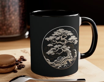 Tasse à café en bonsaï, tasse en céramique d'inspiration japonaise, verres esthétiques, décoration zen unique, tasse à thé artistique, cadeau pour les amateurs de plantes,