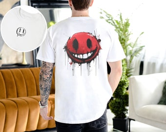Creepy Smiley Face T-Shirt, Dripping Paint Tee, graffiti smile shirt, horror smiley shirt, Hipster Graphic Tee, Casual Wear for him her