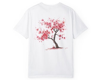 Unisex Cherry Blossom Graphic T-Shirt - Japanese-Inspired Sakura Tree Art Tee, Oriental Floral Shirt