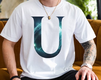 t-shirt lettre U uranus, chemise univers de la planète uranus, cadeau scientifique pour les amateurs de l'espace, t-shirt planète uranus chemise unisexe