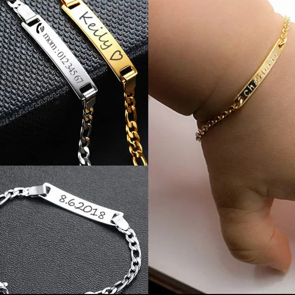 Bracelet personnalisé avec nom de bébé fille et garçon