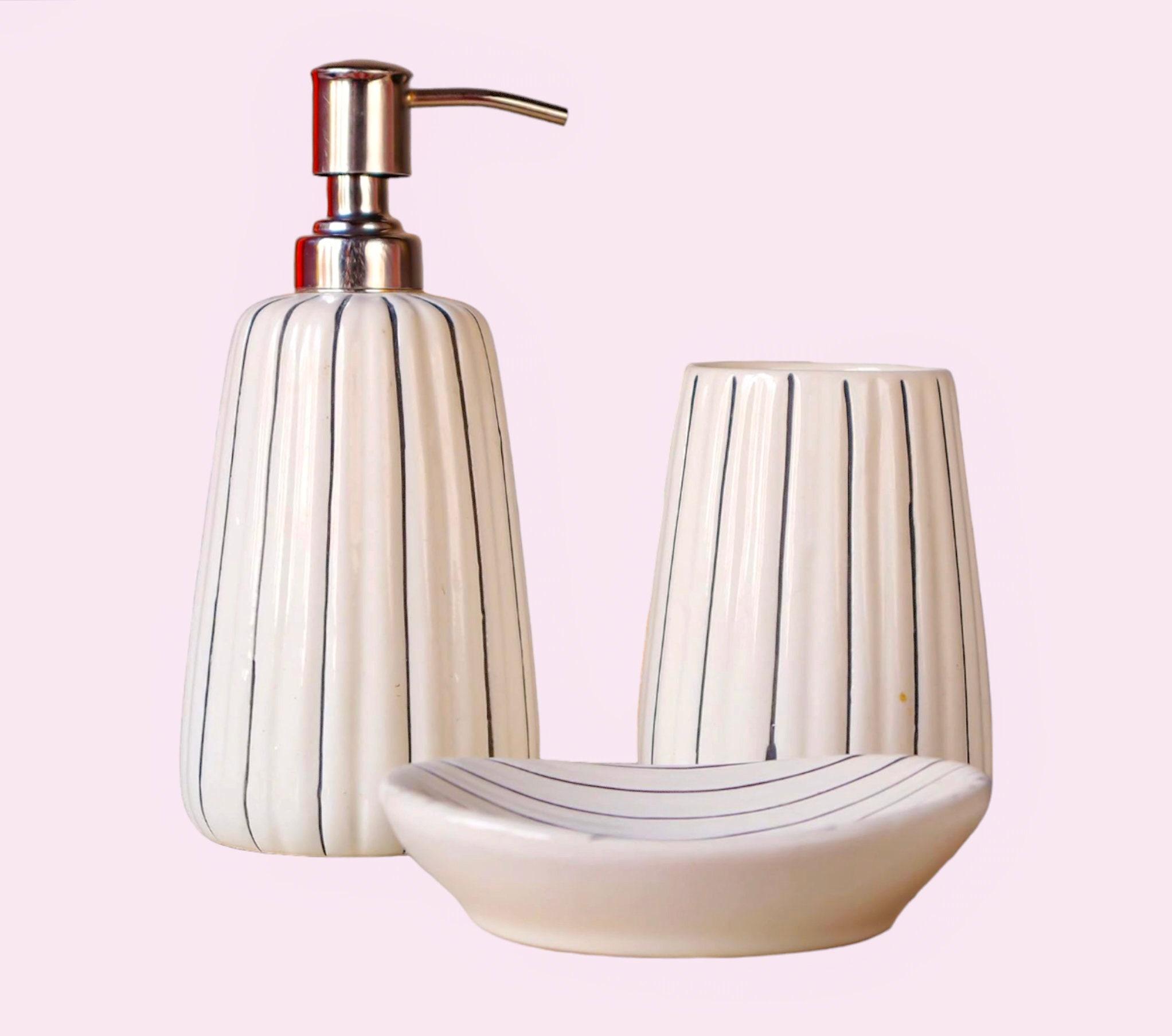 Luxurious Bathroom Set for Home Decor, Combo of Soap Dispenser, Tooth ...
