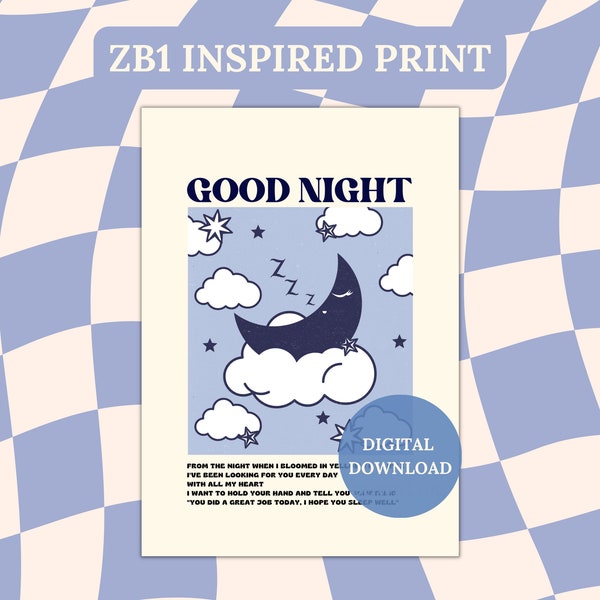 ZeroBaseOne (ZB1) GOOD NIGHT - digital wall print - lyrics art poster