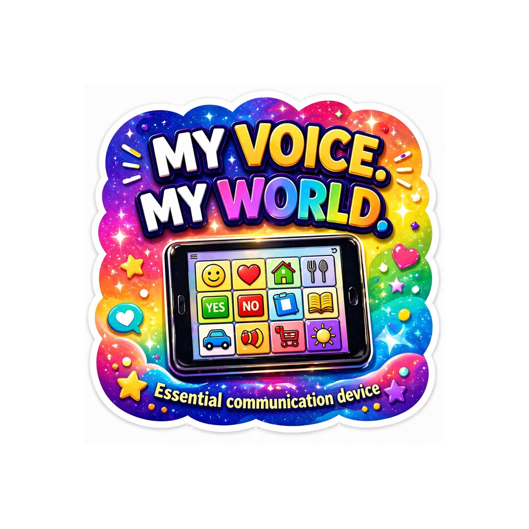 AAC Device Sticker – My Voice My World Sparkle - Die Cut - Etsy