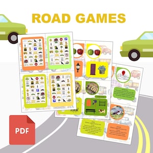 Kaartspellen, autospeurtocht, roadtripspellen, autoactiviteiten voor kinderen, peuteractiviteiten, reisactiviteitenkit, autobingo, reisspellen