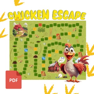 Bauernhof entkommen | Hühnerhof | Spaß Brettspiel | 3+ | PDF Bauernhof | Bauernhof Spiel | Huhn Brettspiel | Huhn auf dem Bauernhof | Wer ist schneller?