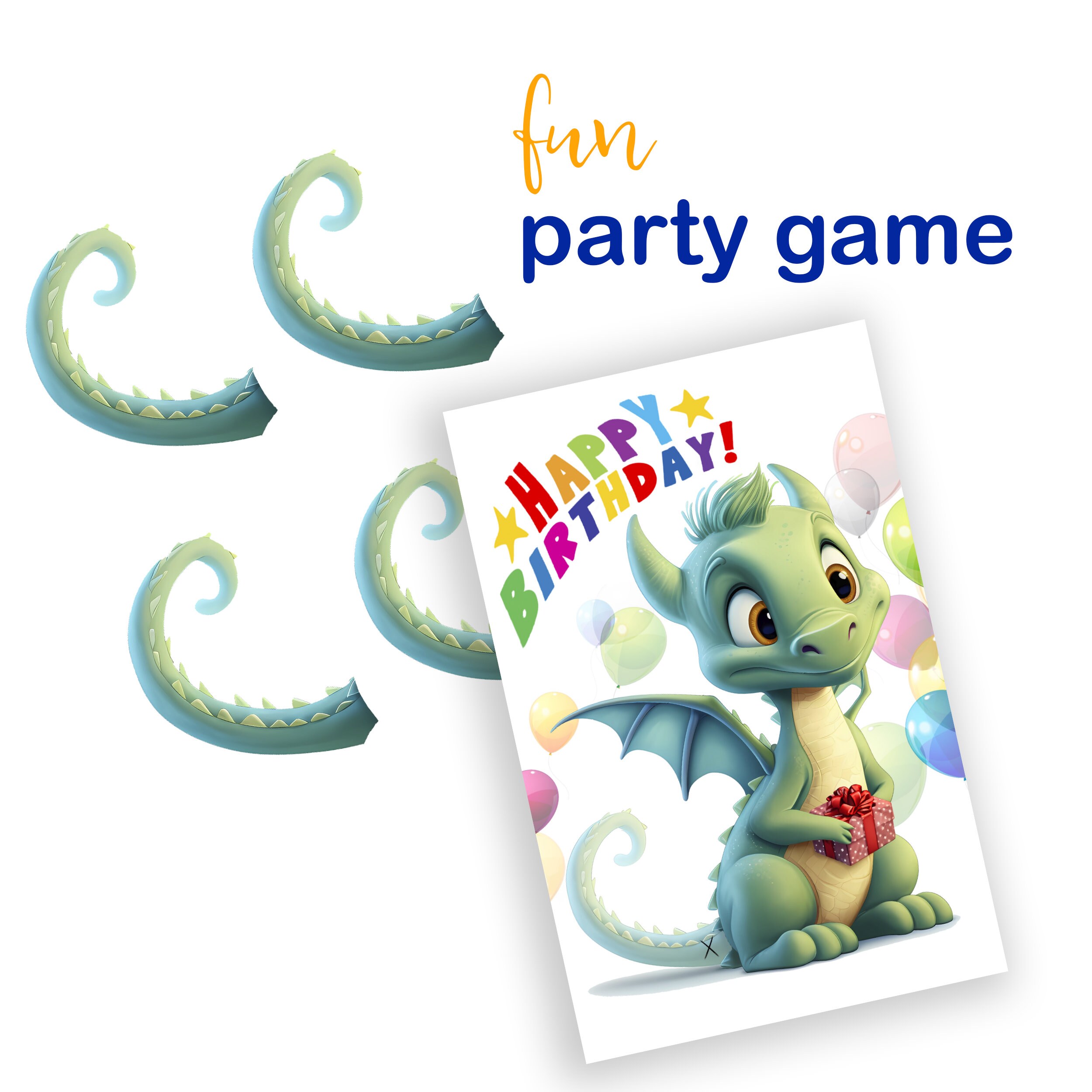 Pin the Tail on the Dragon- DIY Party Game for Boys and Girls, Digital Files, Activity DIY ...
