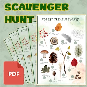 Forest Treasure Hunt | Printable Scavenger Hunt | Nature Scavenger Hunt | Outdoor Scavenger Hunt | Birthday Party Game| Nature Walk Activity