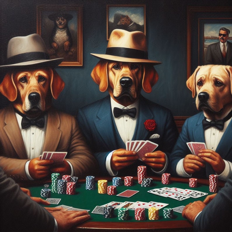 Dogs Playing Poker Canvas Print, Vintageinspired Wall Art, Whimsical