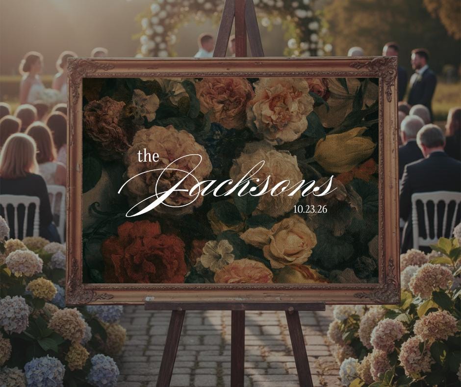 Editable Wedding Welcome Template | Vintage Floral Name | Canva Digital ...