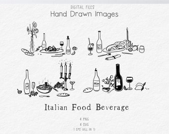 Italian Food Beverage Set Illustration SVG Menu  Wedding cakes doodles  scribble Art  Bow Lines Design Icon, Wedding Invitation PNG