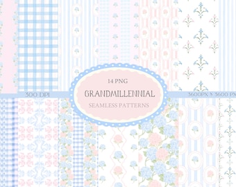 Chinoiserie Digital Paper Pack | Pink, Blue, Floral (PNG)
