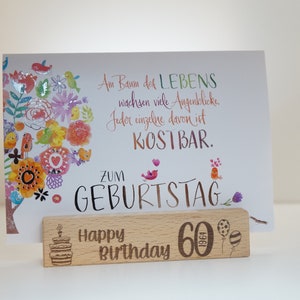 Porta biglietti in legno personalizzato – Regalo per 50°, 60°, 70° compleanno – Inciso con simbolo e nome – Decorazione per un compleanno importante