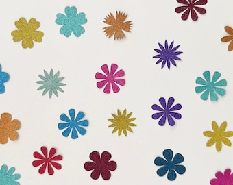30 Paper Glitter Flowers Cut Outs - Paper Flowers Die Cuts - Die Cut Blooms Flowers for Card Making, Scrapbooking -  Cute Paper Flowers