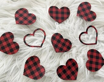 30 Red Patterned Scallop Heart Shapes Cut Outs - Heart Die Cuts - Hearts for Bulletin Boards - Scrapbook - Valentine Card Making - DIY craft