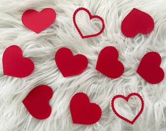 50 Scallop Heart Shapes Cut Outs - Heart Die Cuts - Hearts for Bulletin Boards - Scrapbook - Valentine Card Making - DIY Craft Projects