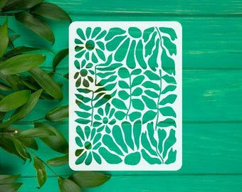 Blooming Daisy Flowers Stencil - Groovy Flower Stencil - Retro Flowers Stencil - Wildflowers Stencil For Painting, Wood Signs