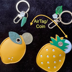 Porte-clés Airtag kawaii citron et ananas. Bijou de sac, porte-monnaie. C'est un cadeau parfait pour tout le monde. Anniversaire, anniversaire.