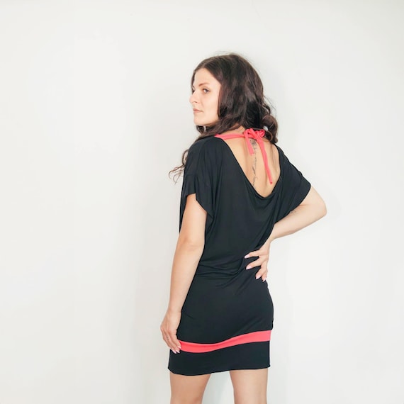 red and black tunic dress Tunic Dress Stretch Twill Royal Stewart with Black Velvet Trim