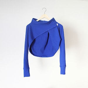 Asymmetric bolero deep blue,  Bolero Shrug, Long Sleeve Shrug Bolero, Casual Style Shoulder Cover, Soft Women Bolero, Evening Shrug