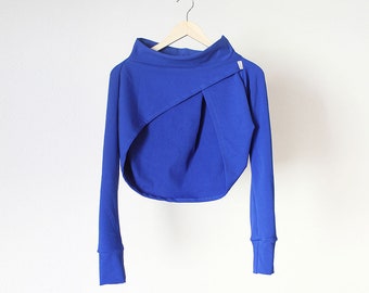 Blauwe asymmetrische bolero